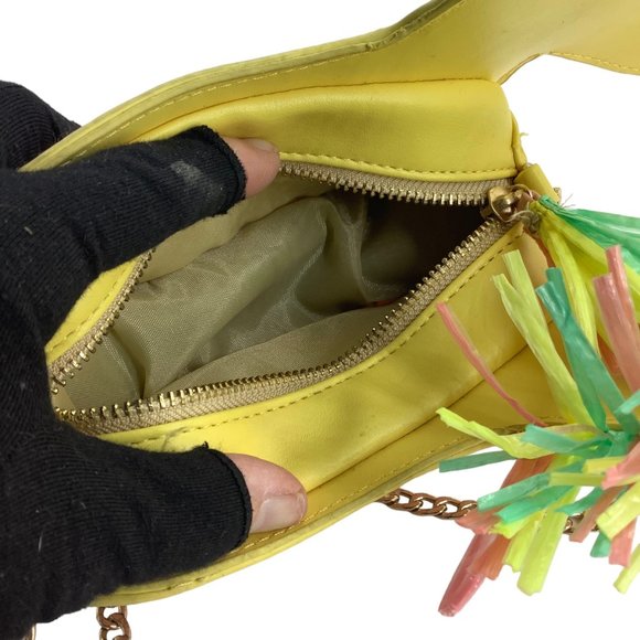 Piñata Donkey Handbag Shoulder Bag Pastel Rainbow Fringe 9"x8.5" Gold Chain - Picture 5 of 9